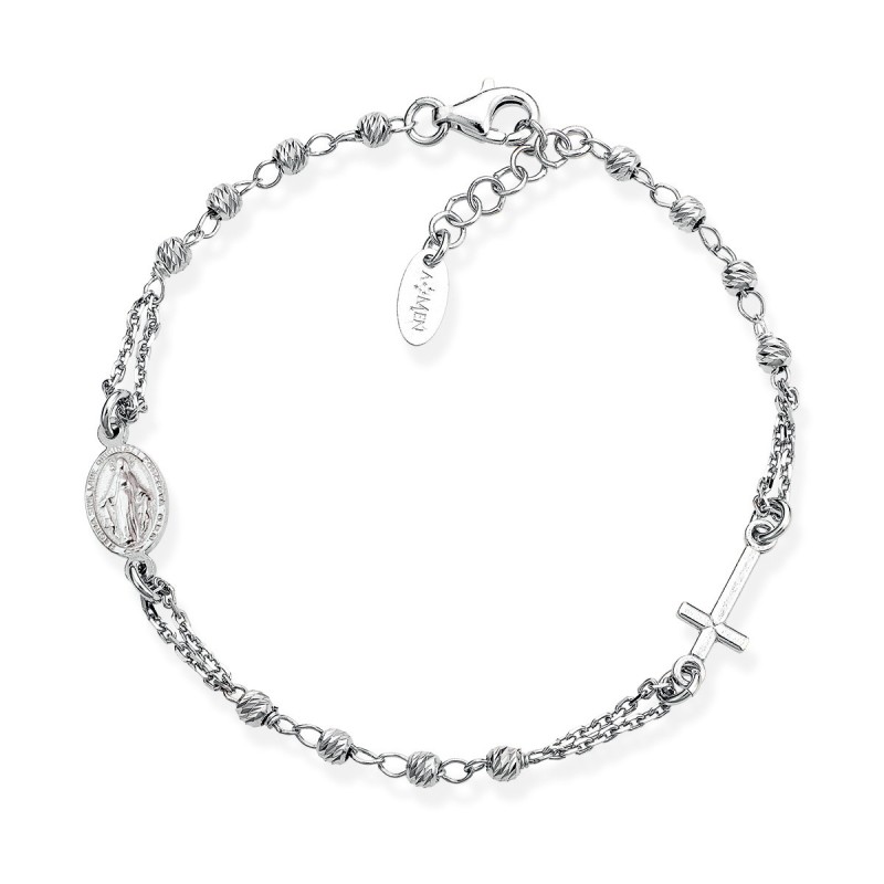 BRACCIALE ROSARIO ARGENTO DIAMANTATO AMEN