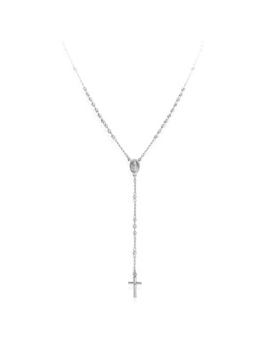 ROSARIO CLASSICO ARGENTO DIAMANTATO DONNA AMEN