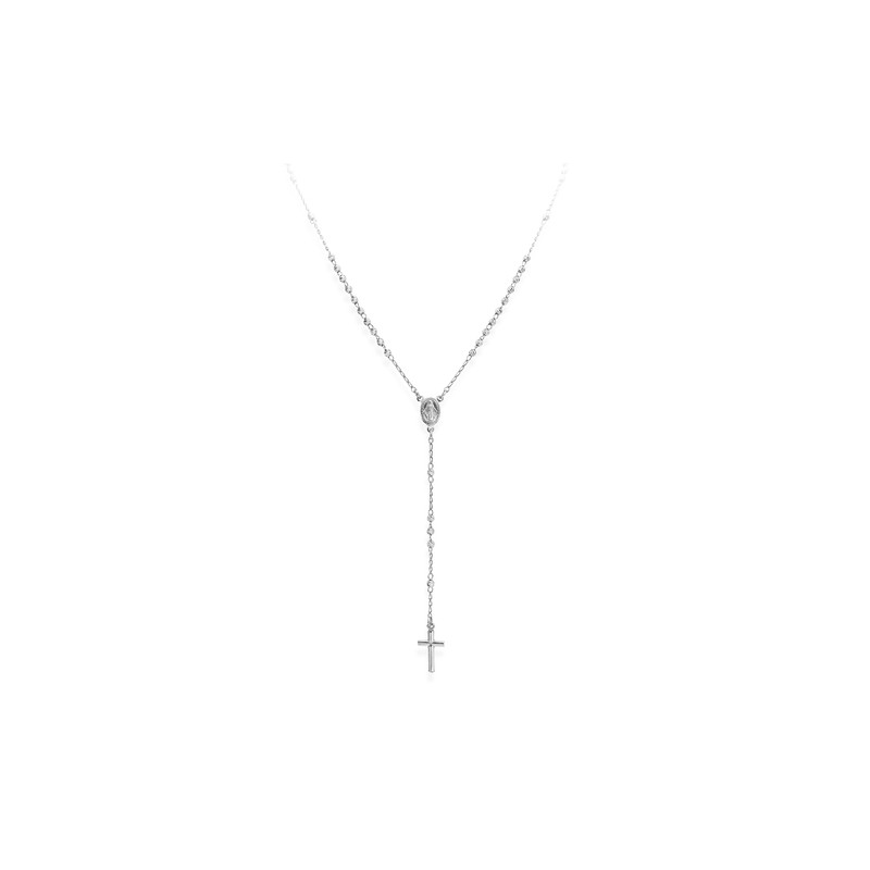 ROSARIO CLASSICO ARGENTO DIAMANTATO DONNA AMEN