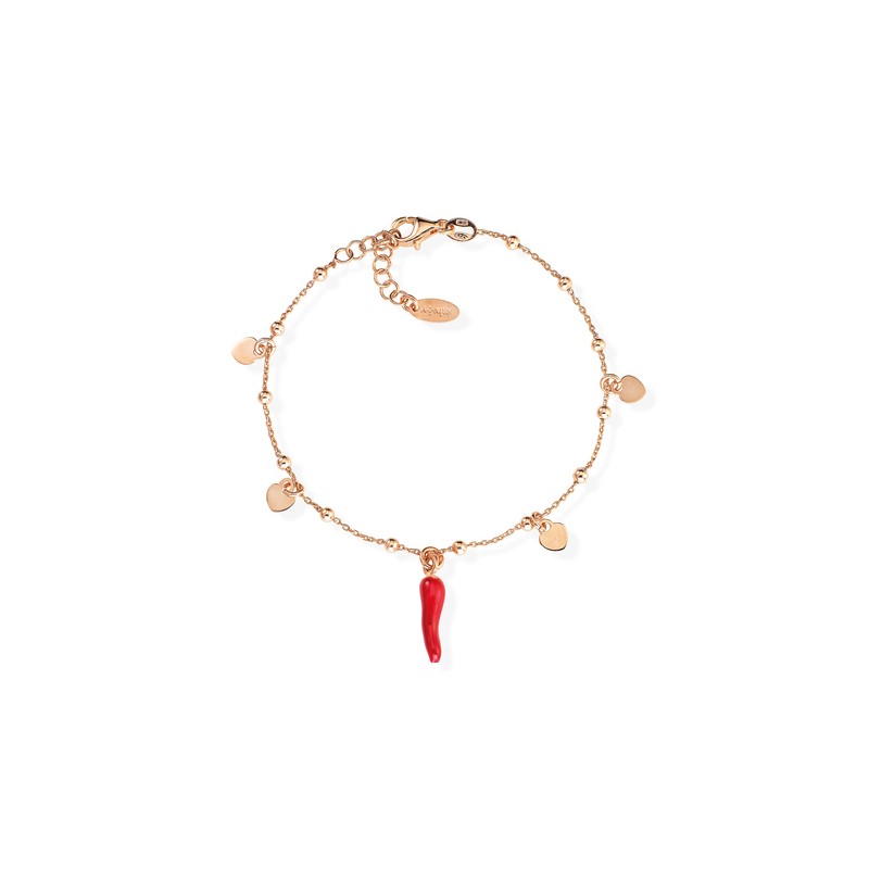 BRACCIALE CUORI E CORNETTO ROSSO DONNA AMEN 