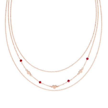 COLLANA MULTIFILO ROSE' CRISTALLI E CUORE DONNA AMEN  CLMFCURR AMEN