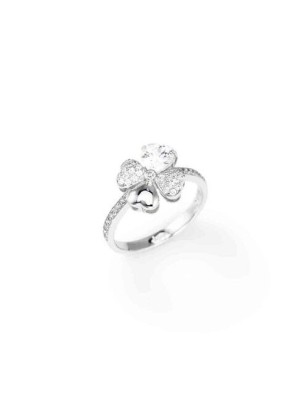 ANELLO QUADRICUORE BIANCO DONNA AMEN 