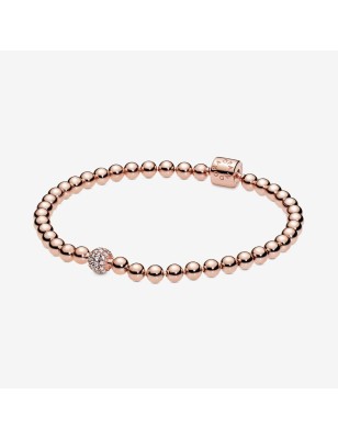 BRACCIALE SFERE E PAVE' PLACCATO ORO ROSA DONNA PANDORA 