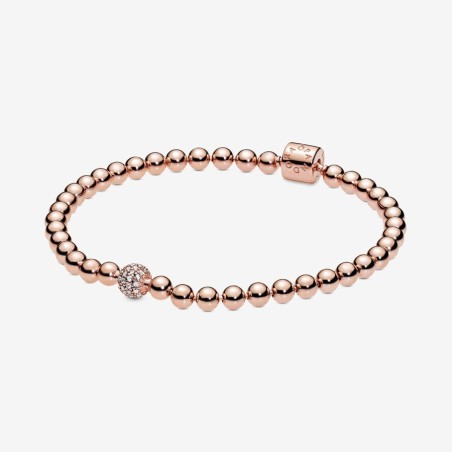 BRACCIALE SFERE E PAVE' PLACCATO ORO ROSA DONNA PANDORA  588342CZ-19 PANDORA