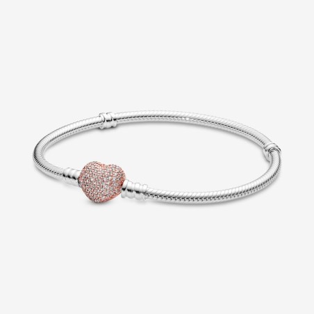 BRACCIALE CON CHIUSURA A CUORE PAVE' DONNA PANDORA  586292CZ-20 PANDORA