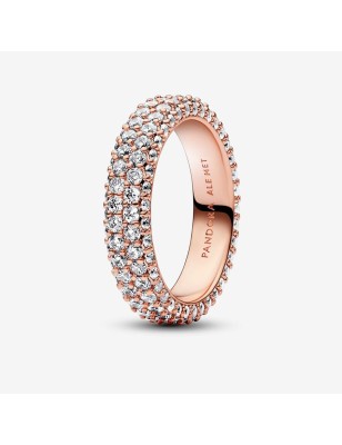 ANELLO PAVE' FASCIA DOPPIA PVD ORO ROSA PANDORA 182629C01-60 PANDORA