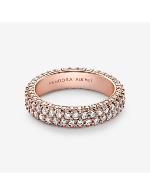 ANELLO PAVE' FASCIA DOPPIA PVD ORO ROSA PANDORA