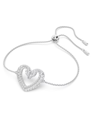 BRACCIALE CUORE CIGNO RODIO DONNA SWAROVSKI UNA