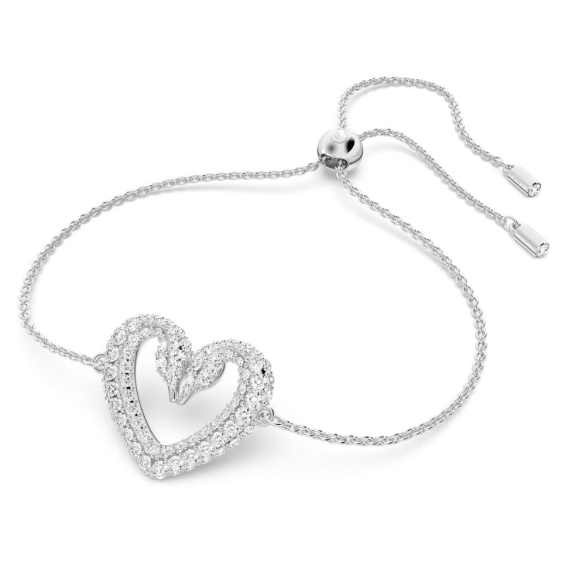 BRACCIALE CUORE CIGNO RODIO DONNA SWAROVSKI UNA