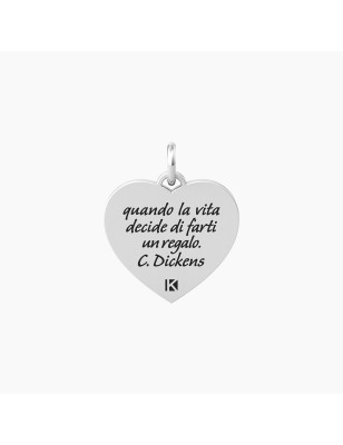 CIONDOLO CUORE FRASE DICKENS CUORE VITA KIDULT