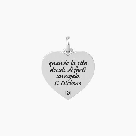 CIONDOLO CUORE FRASE DICKENS CUORE VITA KIDULT