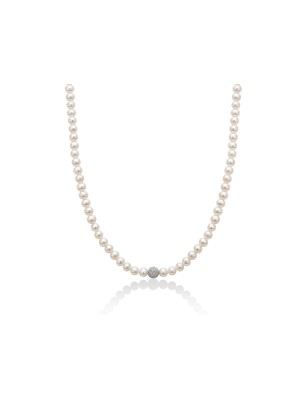 COLLANA PERLE BOULE DIAMANTATA ORO DONNA MILUNA LE PERLE