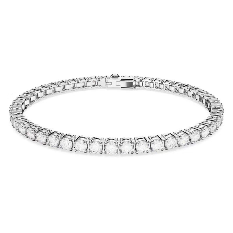 BRACCIALE TENNIS TAGLIO TONDO BIANCO M DONNA SWAROVSKI 