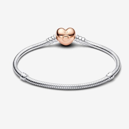 BRACCIALE CON CHIUSURA A CUORE ROSE' DONNA PANDORA 