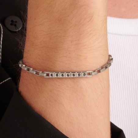 BRACCIALE FORGE CRISTALLI NERI UOMO BROSWAY 