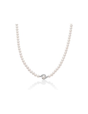 COLLANA ORO PERLE DIAMANTI DONNA MILUNA LE PERLE