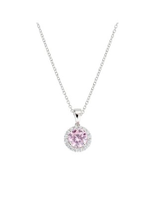 COLLANA ZIRCONE TONDO ROSA DONNA AMEN DIAMOND CLLUBOBBROZ AMEN