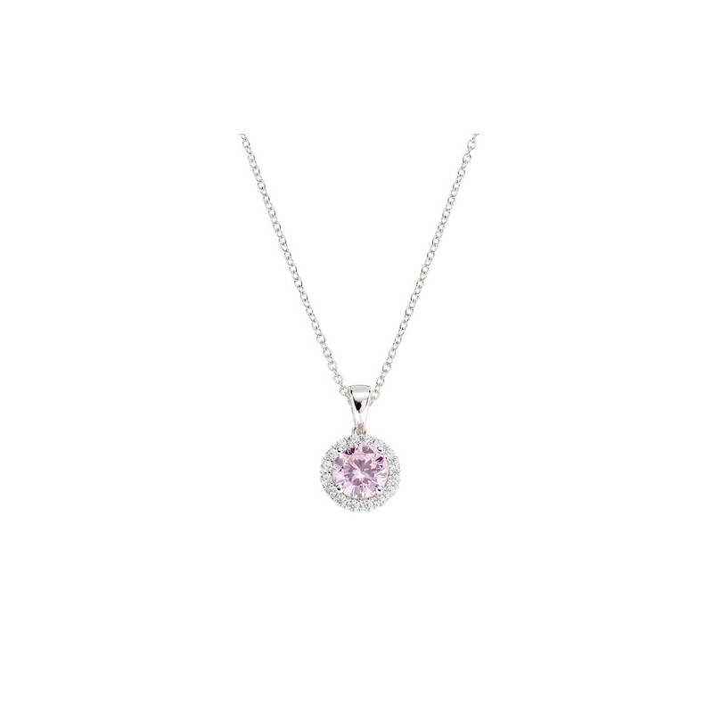 COLLANA ZIRCONE TONDO ROSA DONNA AMEN DIAMOND