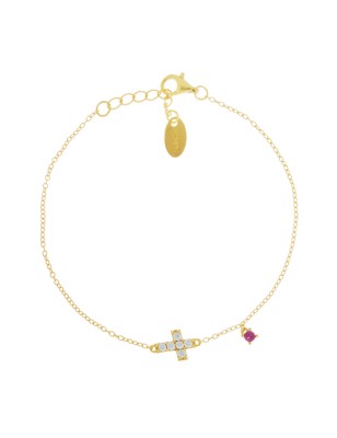 BRACCIALE DORATO CROCE E CHARM DONNA AMEN