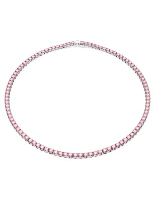 COLLANA TENNIS ROSA PLACCATO RODIO DONNA SWAROVSKI 