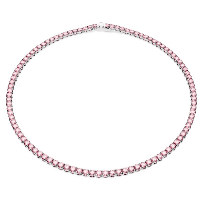 COLLANA TENNIS ROSA PLACCATO RODIO DONNA SWAROVSKI 