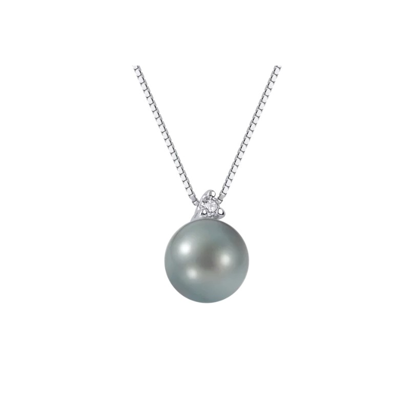 COLLANA ORO PERLA E DIAMANTE 0.02CT DONNA DEMETRA