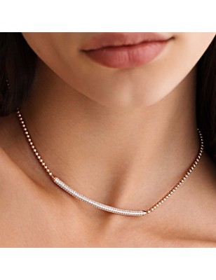 COLLANA CORTA ARGENTO PLACCATO ORO ROSA DONNA ROSATO  RZBI02 ROSATO