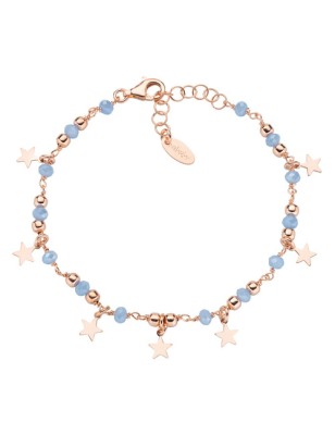 BRACCIALE CHARM ROSÈ CON CRISTALLI AZZURRI AMEN BRMSTERA AMEN