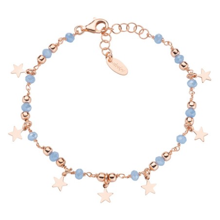 BRACCIALE CHARM ROSÈ CON CRISTALLI AZZURRI AMEN BRMSTERA AMEN