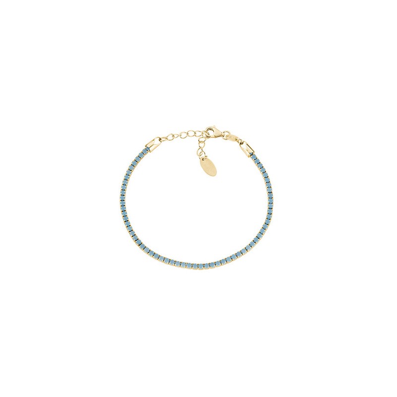 BRACCIALE TENNIS DORATO ZIRCONI TURCHESI DONNA AMEN 