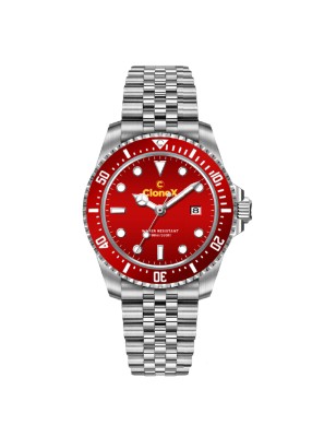 OROLOGIO AL QUARZO QUADRANTE ROSSO UOMO CLONEX 