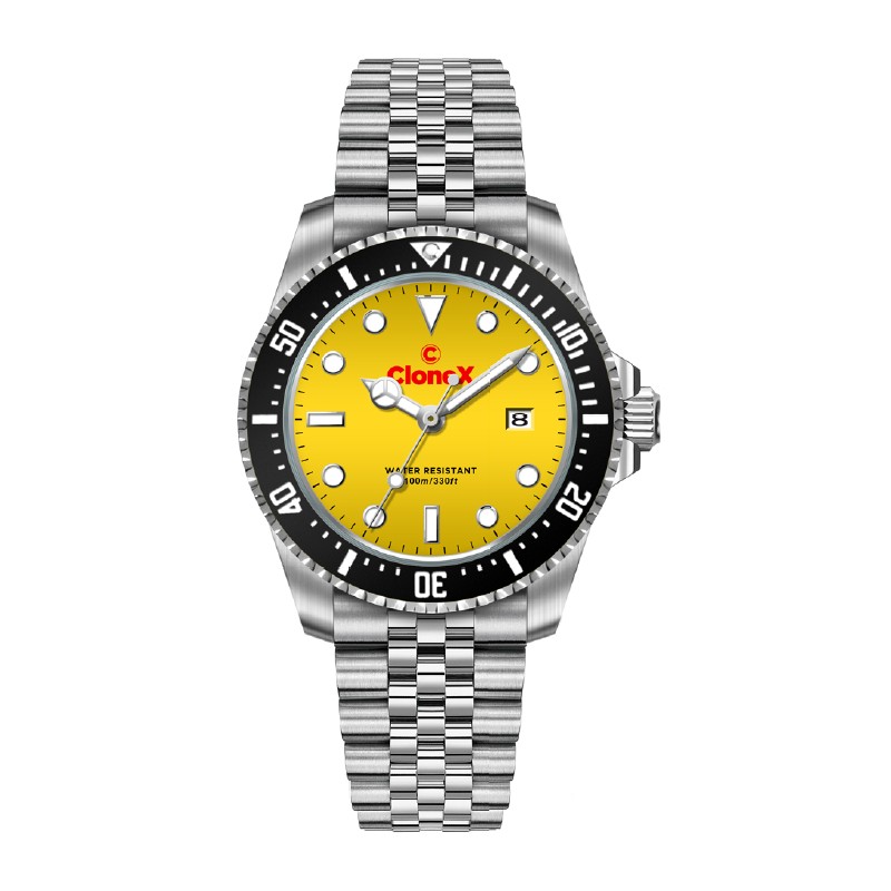 OROLOGIO AL QUARZO QUADRANTE GIALLO UOMO CLONEX 