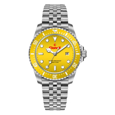 OROLOGIO AL QUARZO QUADRANTE GIALLO UOMO CLONEX  XGG CLONEX