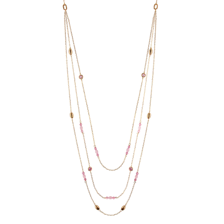 COLLANA LUNGA 3 FILI PEPITE E PIETRE ROSA RUE DES MILLE CLZ-014 M2 AU RUE DES MILLE