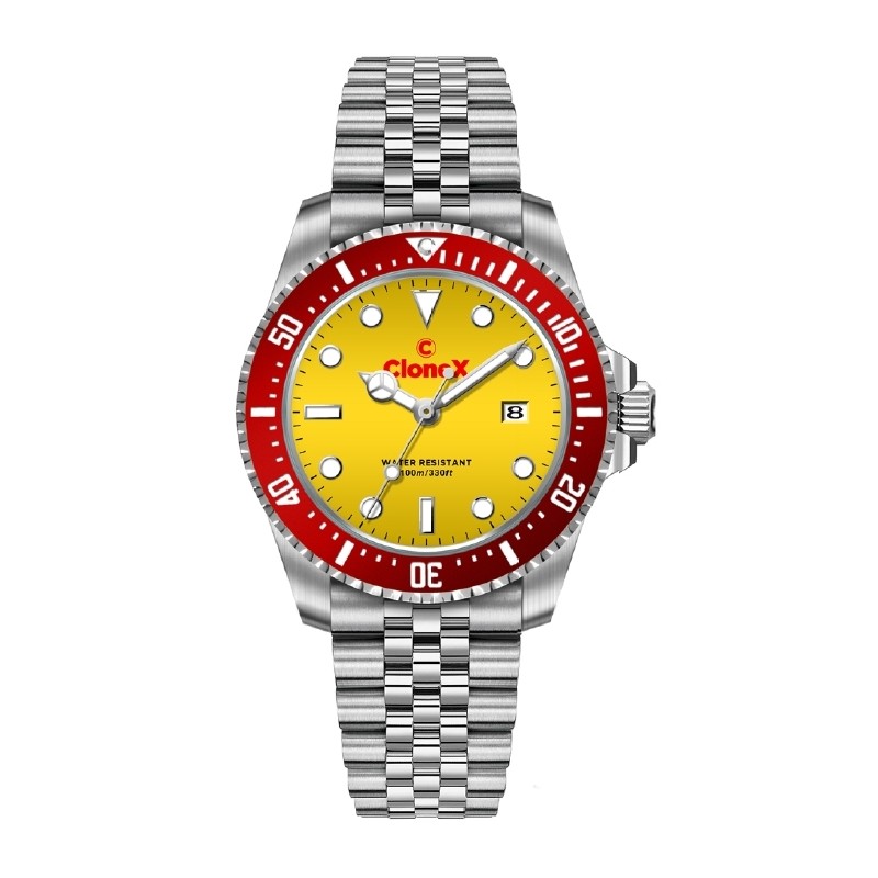 OROLOGIO AL QUARZO QUADRANTE GIALLO UOMO CLONEX 