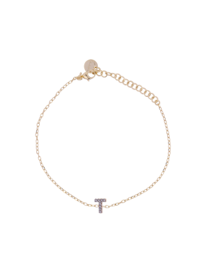 BRACCIALE LETTERA T CON ZIRCONI DONNA RUE DES MILLE  BRZ-011 INIZ AU T RUE DES MILLE