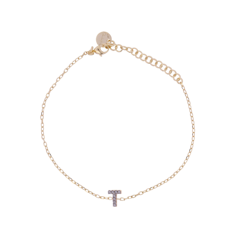 BRACCIALE LETTERA T CON ZIRCONI DONNA RUE DES MILLE 