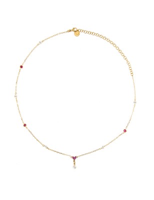 COLLANA GIROCOLLO PERLA PENDENTE E CUORE DONNA RUE DES MILLE  GRZ-013 M5 AU RUE DES MILLE