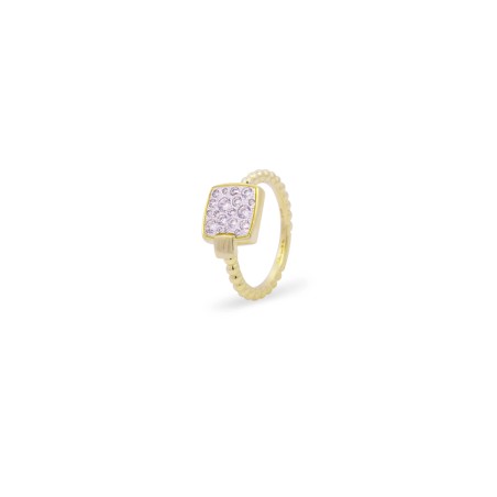 ANELLO QUADRATO PAVE' DONNA RUE DES MILLE  ANZ-018 M1 TV AU RUE DES MILLE