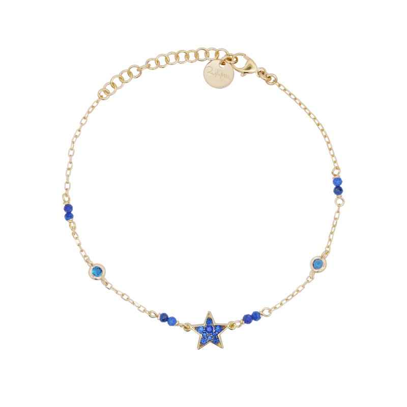 BRACCIALE CASTONI E STELLA PAVE' BLU DONNA RUE DES MILLE 