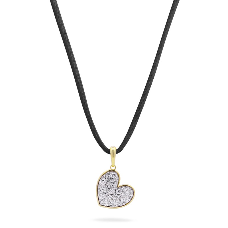 COLLANA CHOKER NERO CON CUORE PAVE'  RUE DES MILLE 