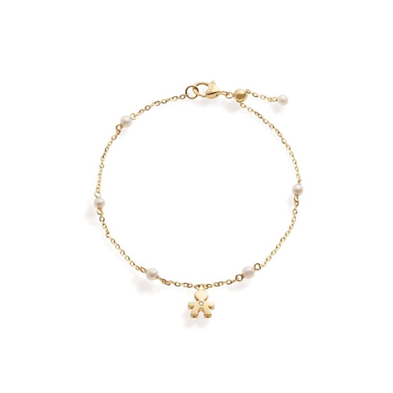 BRACCIALE BIMBO ORO GIALLO DIAMANTE LE PERLE DONNA LE BEBE' 