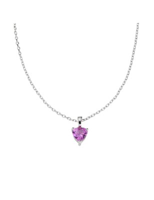 COLLANA SOLITARIO CUORE FUCSIA DONNA AMEN 