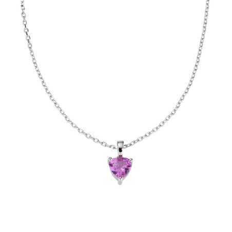 COLLANA SOLITARIO CUORE FUCSIA DONNA AMEN  CLSHBFZ6 AMEN