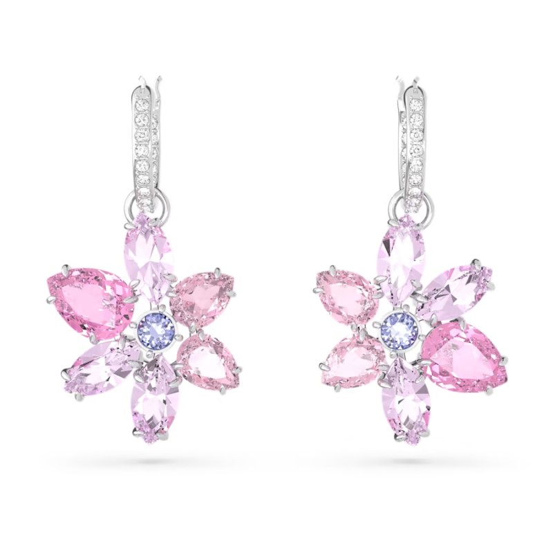 ORECCHINI PENDENTI GEMA FIORE ROSA DONNA SWAROVSKI