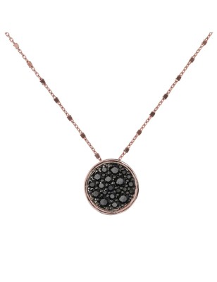 COLLANA PENDENTE TONDO PAVE' NERO DONNA BRONZALLURE  WSBZ01028.BS BRONZALLURE