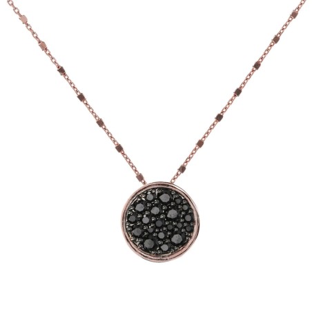 COLLANA PENDENTE TONDO PAVE' NERO DONNA BRONZALLURE  WSBZ01028.BS BRONZALLURE