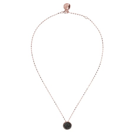 COLLANA PENDENTE TONDO PAVE' NERO DONNA BRONZALLURE 