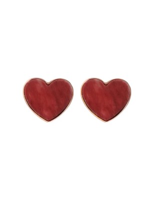 ORECCHINI CUORE A LOBO QUARZITE ROSSO BRONZALLURE