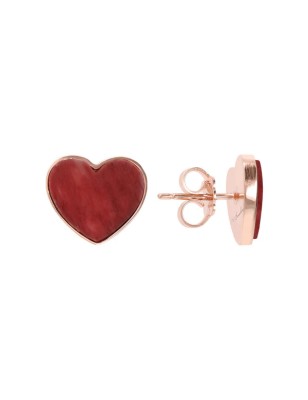 ORECCHINI CUORE A LOBO QUARZITE ROSSO BRONZALLURE